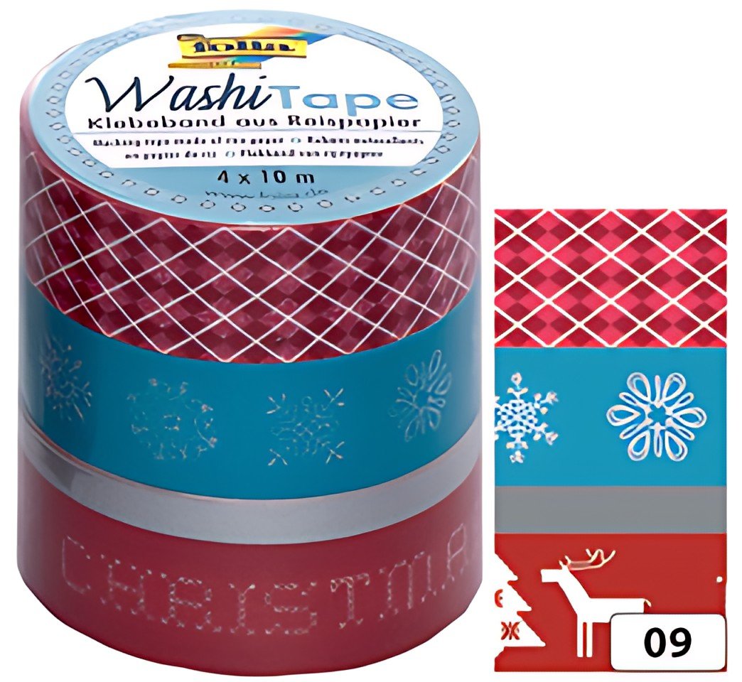 folia Rubans autocollants déco Washi-Tape NOEL RETRO,