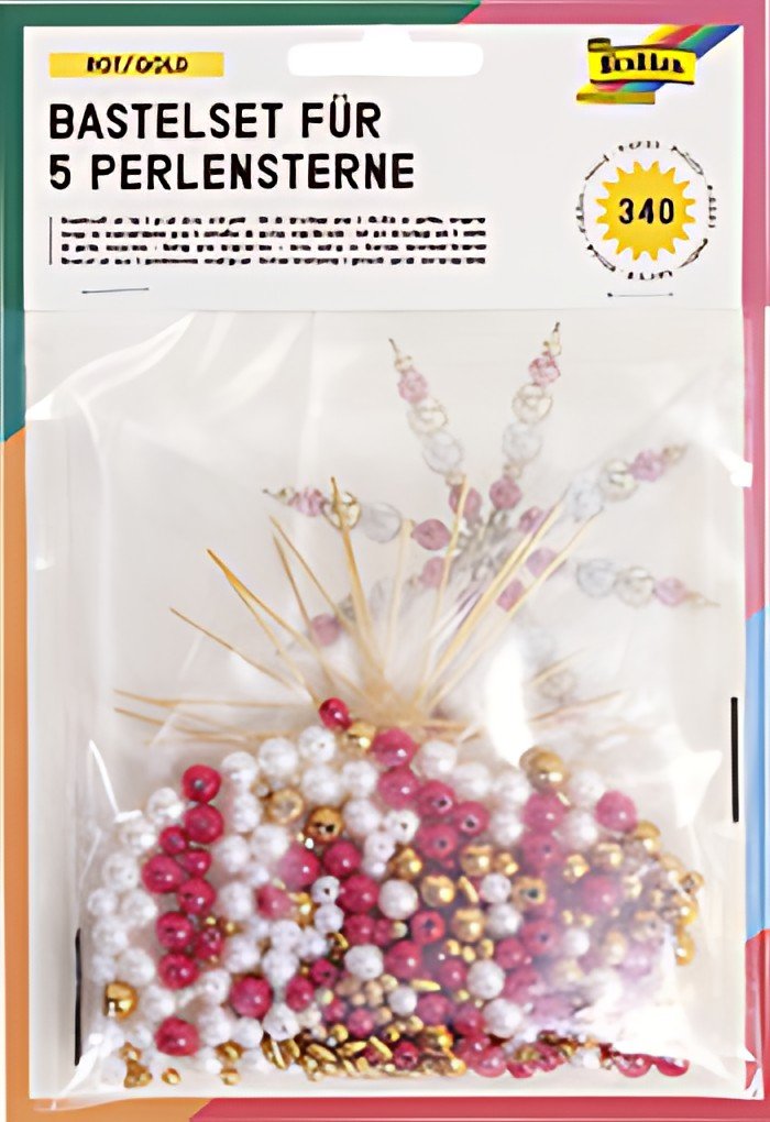 folia Kit d'étoiles en perles, 340 pièces, rouge/or/blanc