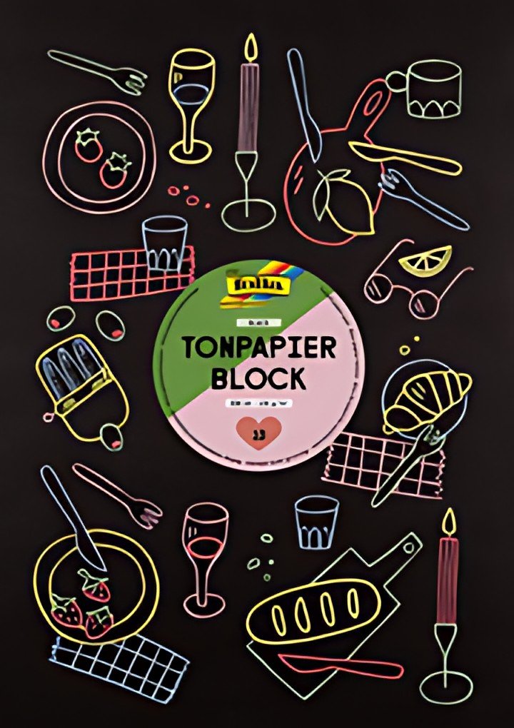 folia Bloc de papier de couleur, A4, 130 g/m2, noir