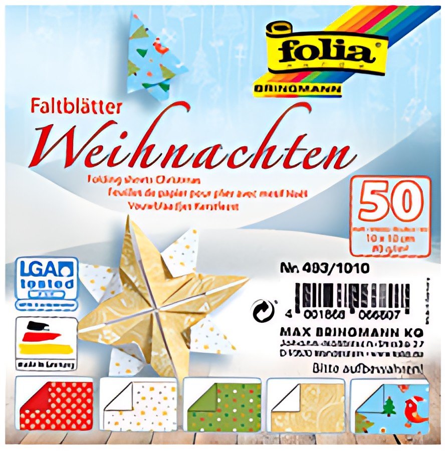 folia Feuilles de papier pour pliage "Noel", 100 x 100 mm