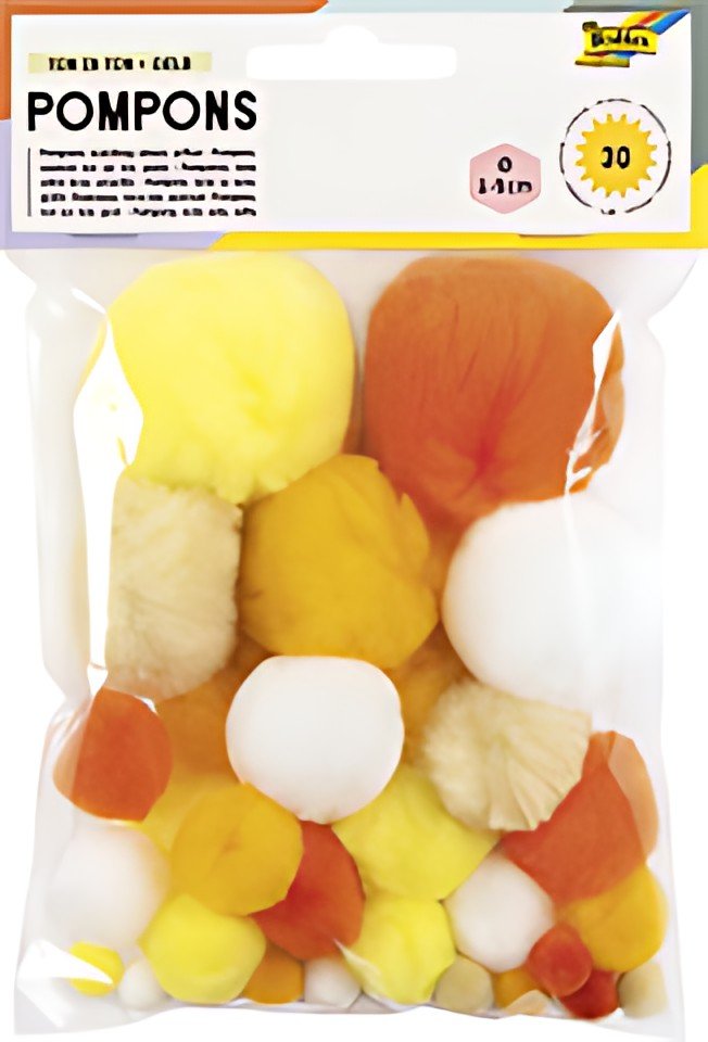 folia Pompons, 30 pièces, assortiment de jaune