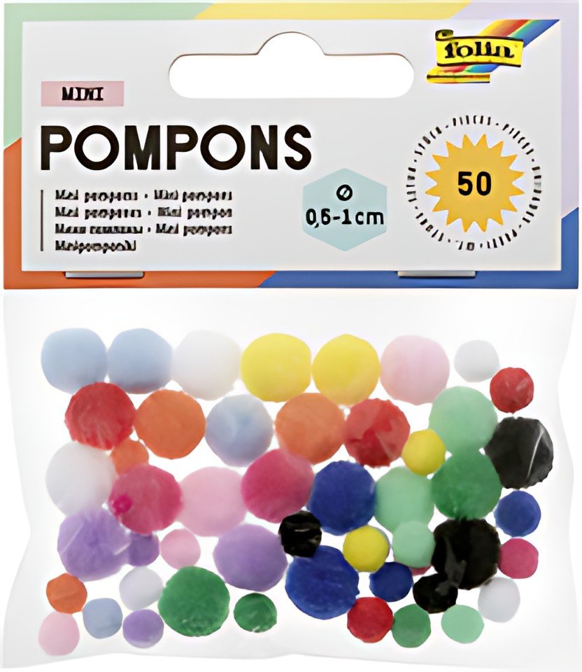 folia Mini pompons, 50 pièces, assorti