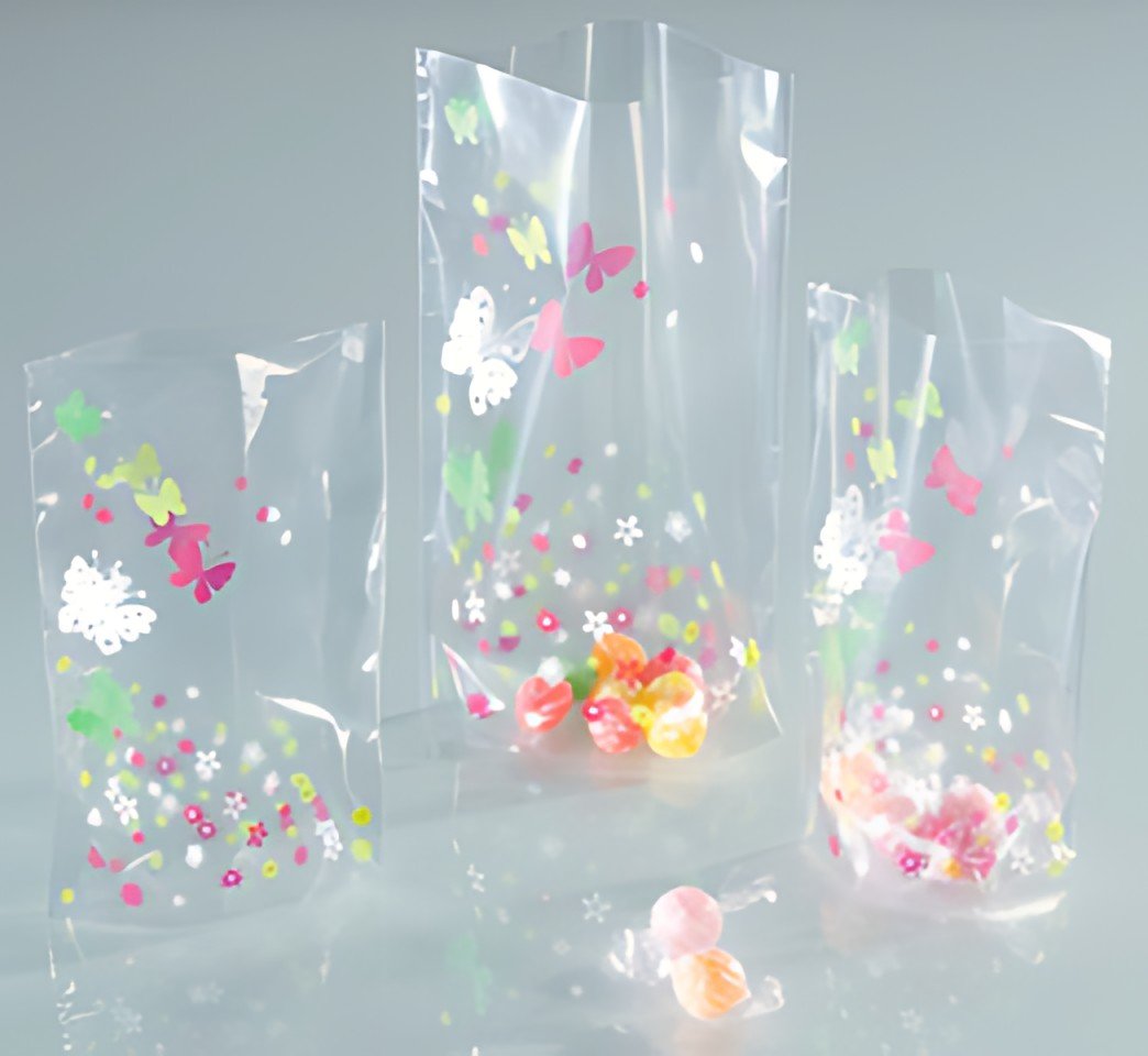 folia Sachet à fond avec des impressions de printemps
