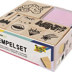 folia Set de tampons en bois "Unicorn", en bois, 12 pièces