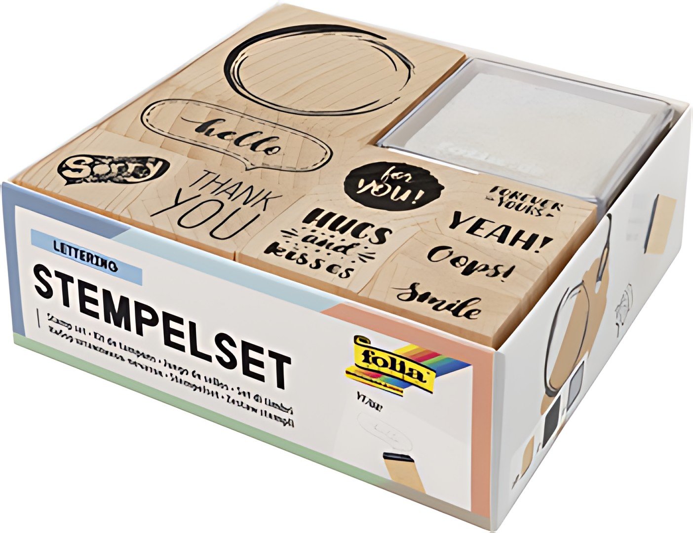 folia Set de tampons en bois "Lettering", 12 pièces
