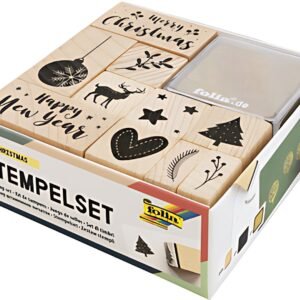 folia Set de tampons en bois "Christmas", 12 pièces