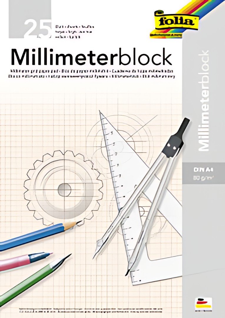 folia Bloc papier millimétré, A4, 80 g/m2, 25 feuilles