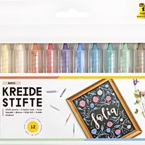 folia Set de crayons craie, assorti, étui de 12