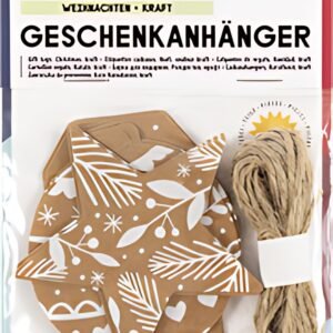 folia Etiquette cadeau "Noël papier kraft", avec ficelle