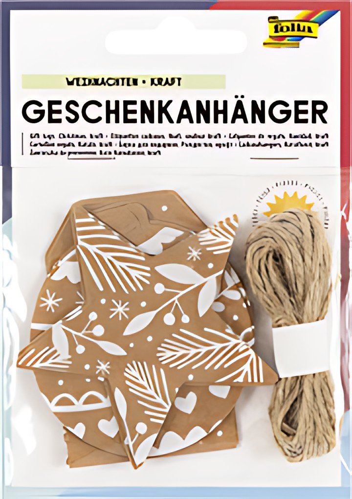 folia Etiquette cadeau "Noël papier kraft", avec ficelle