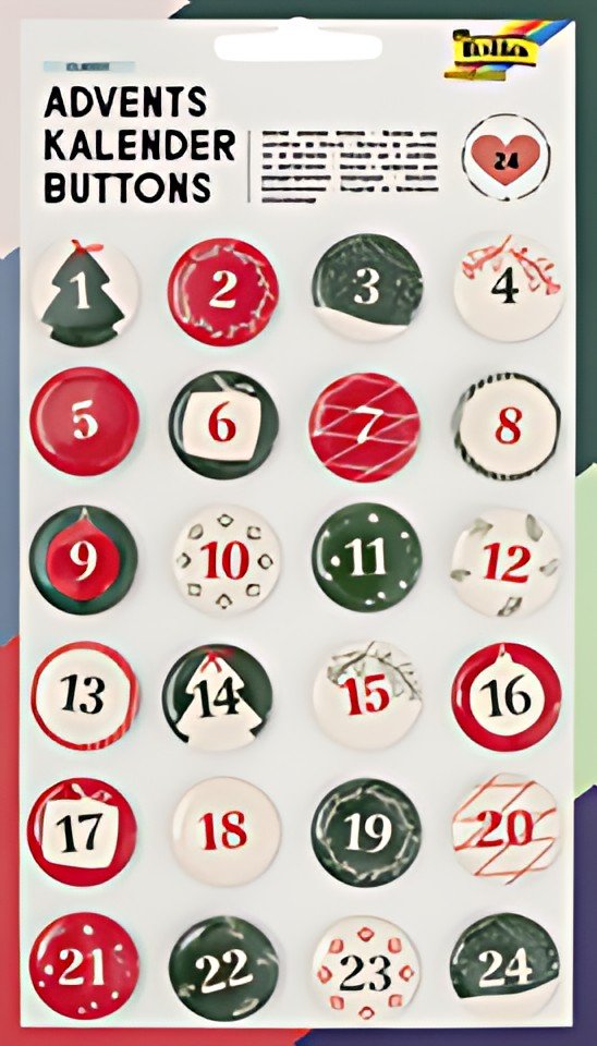 folia "Buttons" pour calendrier de l'Avent, en tôle