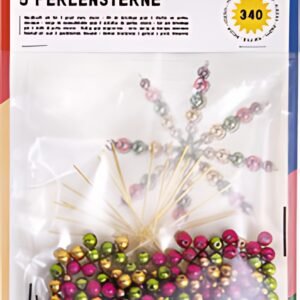 folia Kit d'étoiles en perles, 340 pièces, or / vert / rose