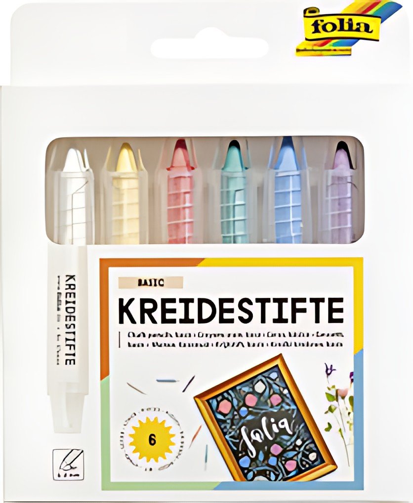 folia Set de crayons craie, assorti, étui de 6