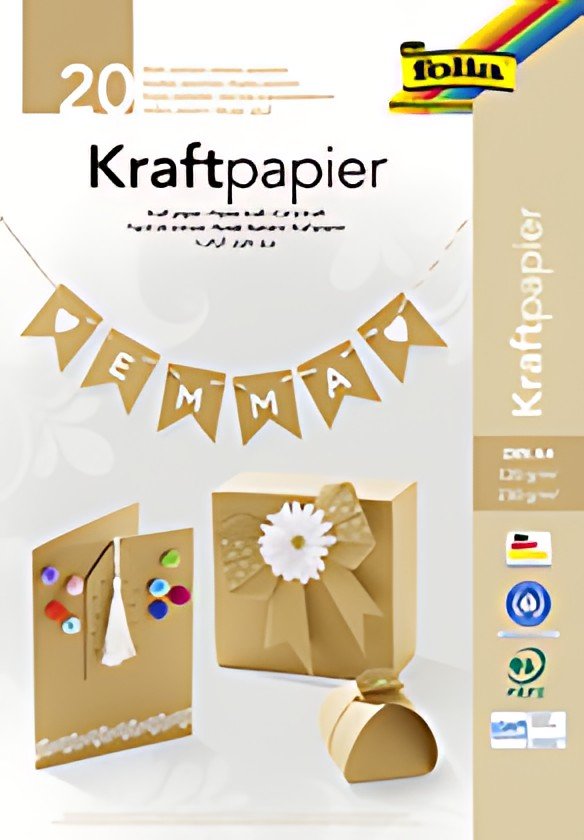 folia Bloc de papier kraft, A4, 20 feuilles, assorti
