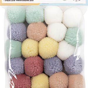 folia Pompon en laine "Pastell", 24 pièces, assorti