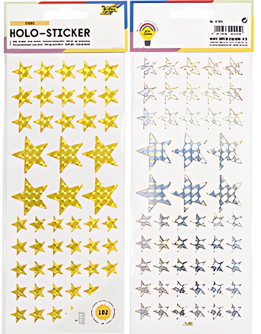 folia Sticker holographique "Etoiles", or et argent