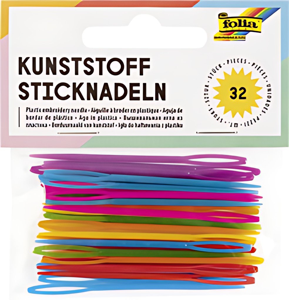 folia Aiguille à broder en plastique, 65 x 1,8 mm, assorti
