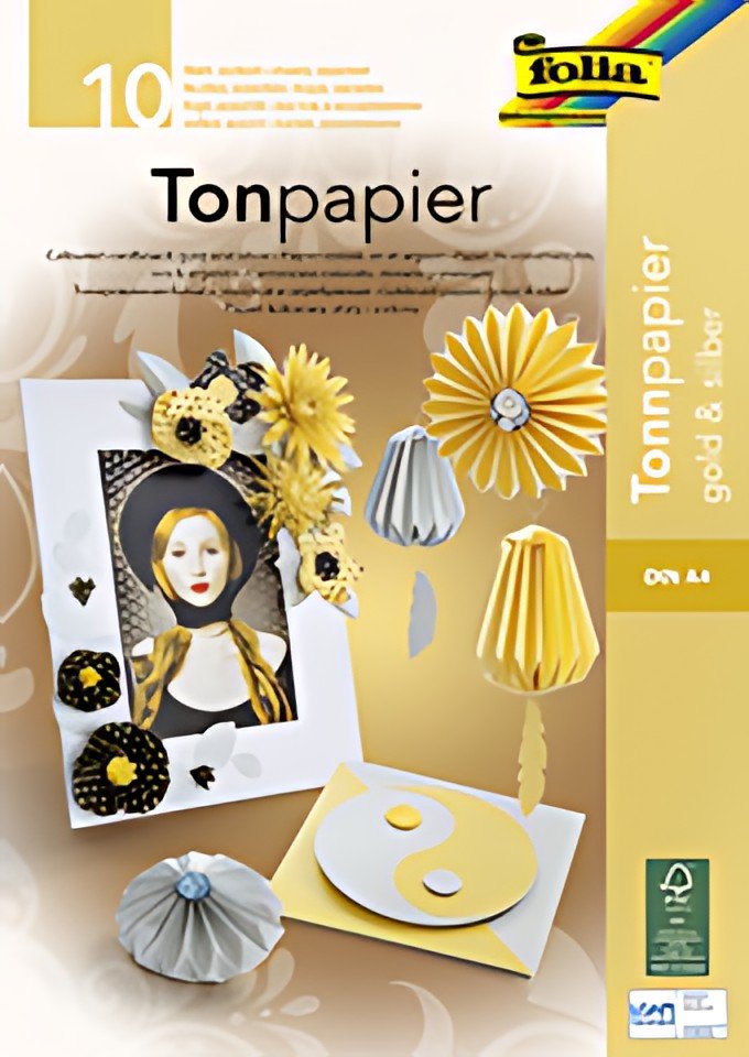 folia Bloc de papier de couleur, A4, 130 g/m2, or et argent