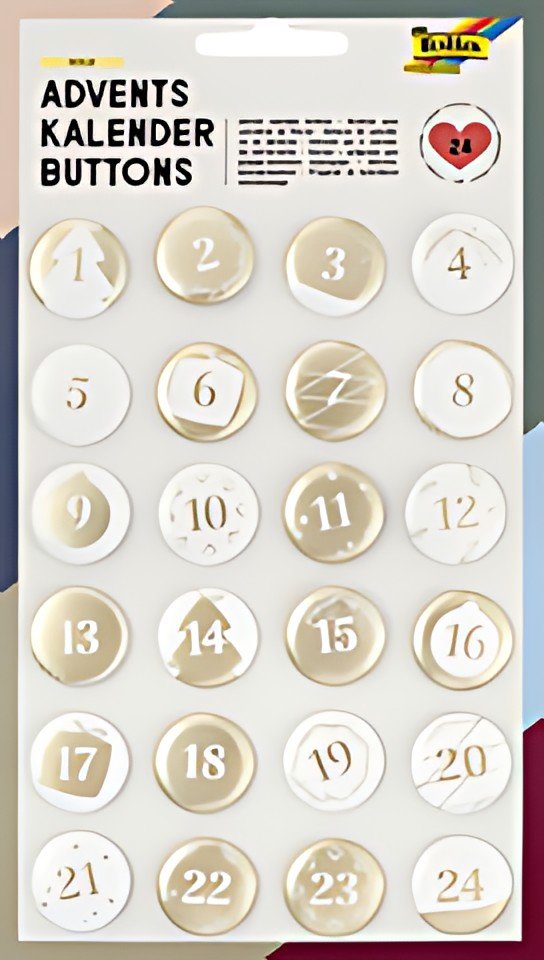folia "Buttons" pour calendrier de l'Avent, nacré, en tôle