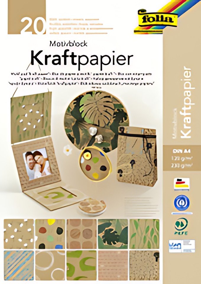 folia Bloc à motifs "Papier kraft II", A4, 20 feuilles