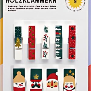 folia Pince à linge en bois, imprimé, "XMas II"