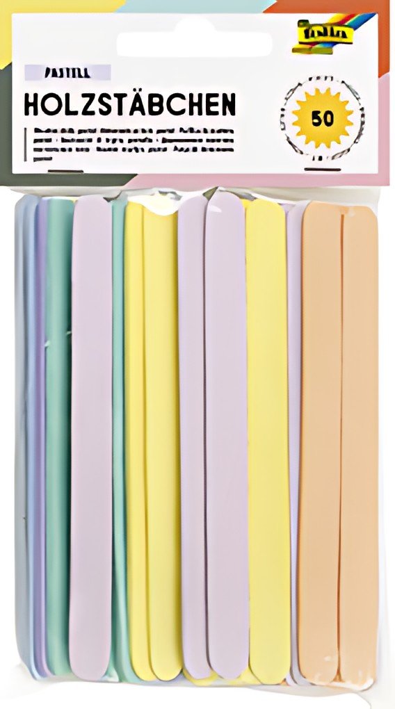 folia Bâtonnets en bois "Pastel", longueur : 114 mm, pastel