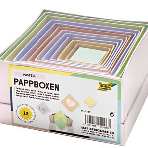 folia Boîtes en carton PASTEL, carré, assortiment de 12