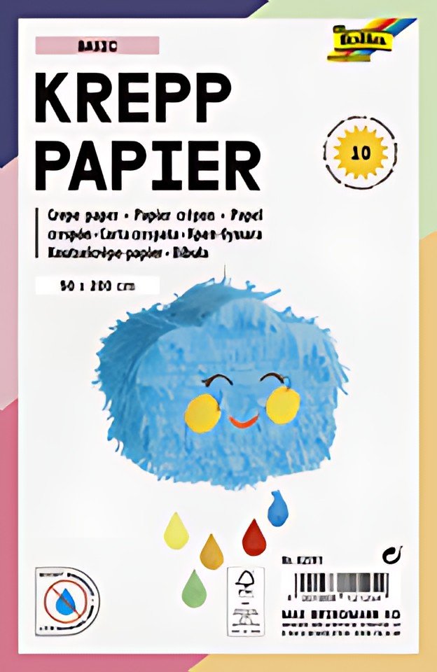 folia Rouleau de papier crêpon BASIC, 500 mm x 2 m, assorti