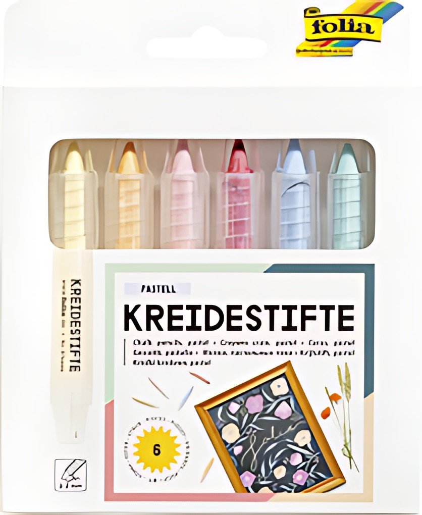 folia Crayon craie PASTEL, couleurs assorties, étui de 6