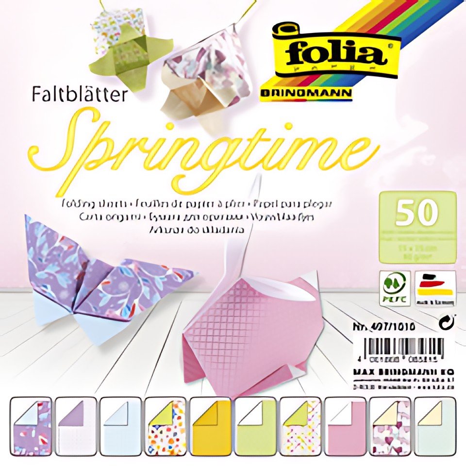 folia Feuilles de papier à plier "Springtime", 150 x 150 mm