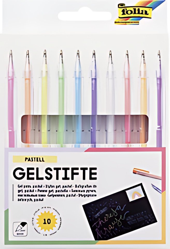 folia Stylo gel PASTELL, couleurs assorties, étui de 10
