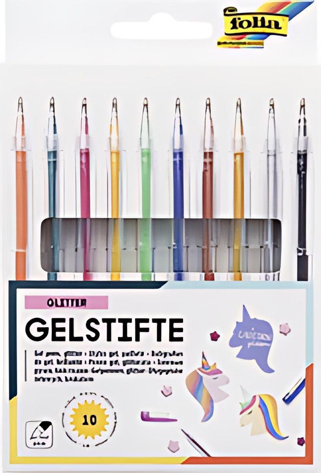 folia Stylo gel GLITTER, couleurs assorties, étui de 10