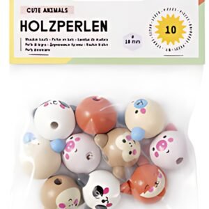 folia Perles en bois CUTE ANIMALS, rond