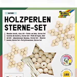 folia Kit Etoiles en perles en bois NATURE, 161 pièces