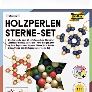 folia Kit Etoiles en perles en bois CLASSIC, 161 pièces
