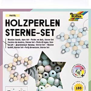 folia Kit Etoiles en perles en bois PASTEL, 161 pièces