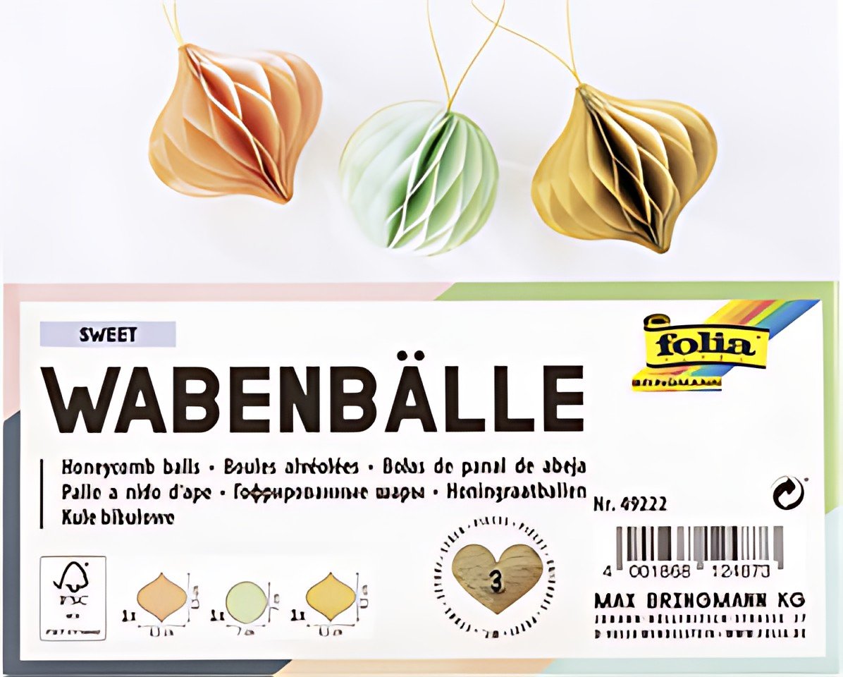 folia Boule alvéolée SWEET, set de 3 boules