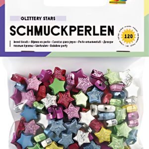 folia Bijoux en perle "Glittery Stars", lisse/en relief
