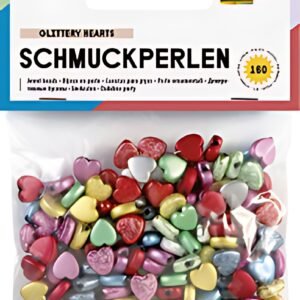 folia Bijoux en perle "Glittery Hearts", lisse/en relief