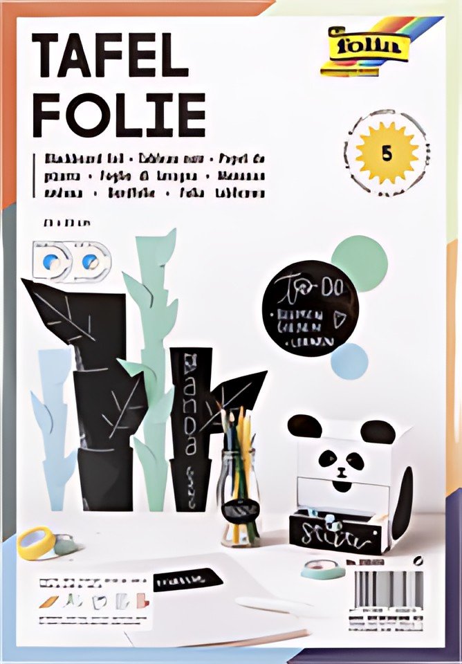 folia Film à tableau noir/ardoise en PVC, 230 x 330 mm, noir