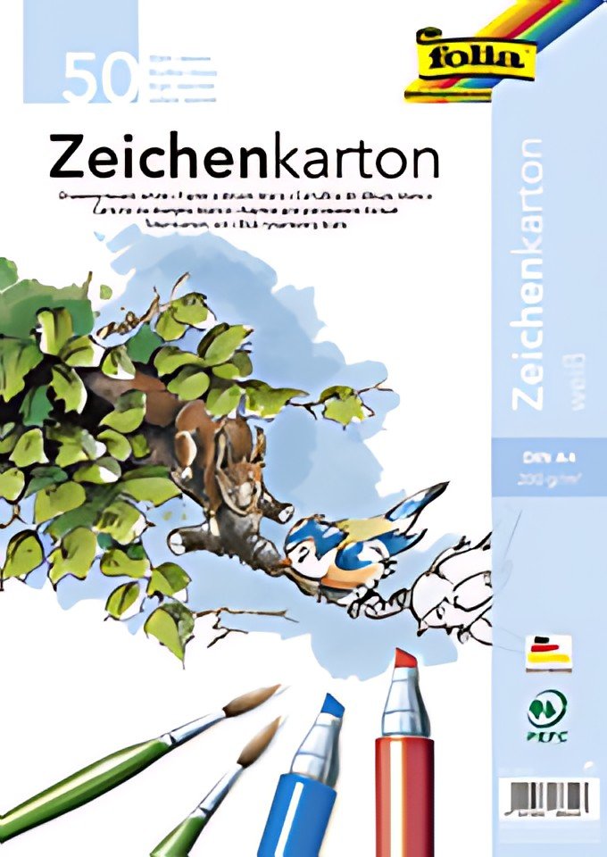 folia Feuille de carton à dessin, A3, 200 g/m2, blanc