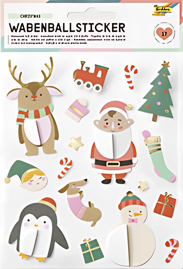 folia Sticker boule en papier de Noël CHRISTMAS
