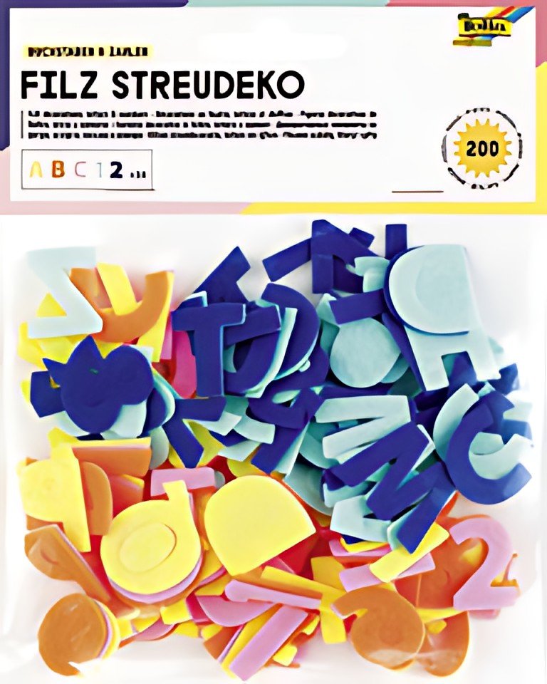 folia Décoration en feutre "Chiffres & lettres", 200 pièces