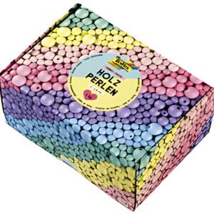 folia Mélange de perles en bois PASTEL Jumbobox, 1 kg