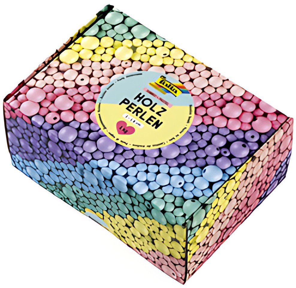 folia Mélange de perles en bois PASTEL Jumbobox, 1 kg