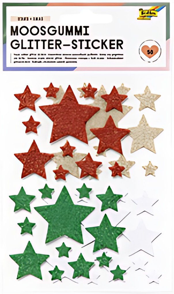 folia Sticker pailleté en caoutchouc mousse STARS XMAS