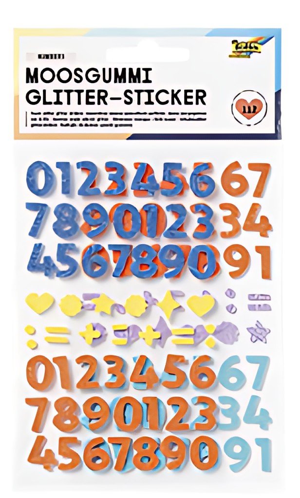 folia Sticker pailleté en caoutchouc mousse NUMBERS
