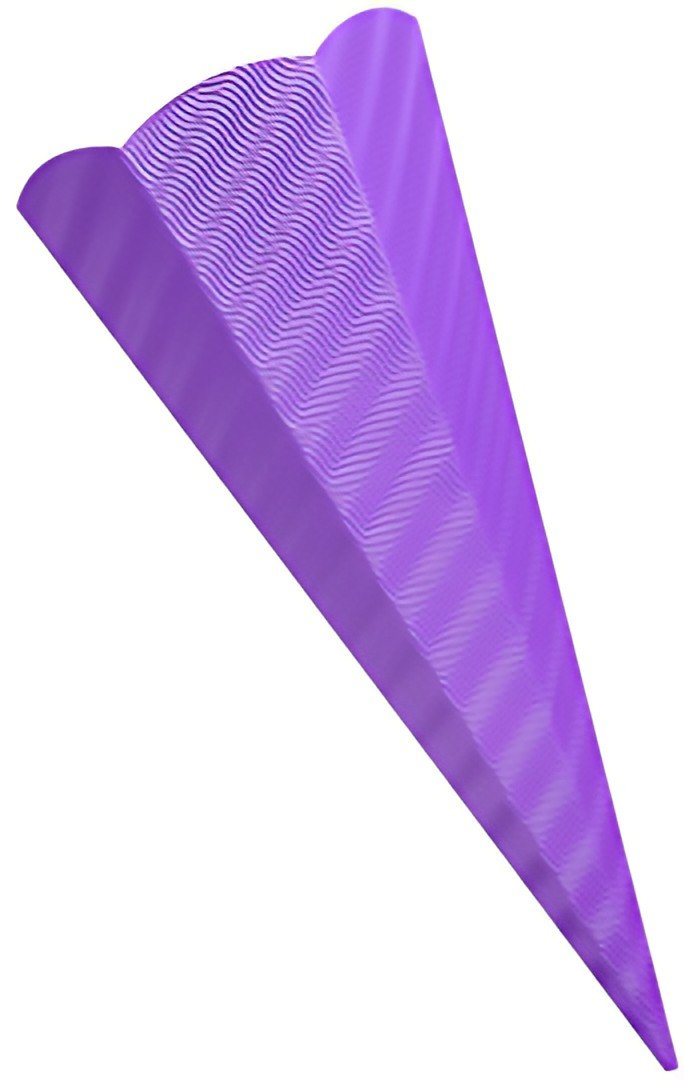 folia school cone cut, carton ondulé 3D, hexagonal, violet