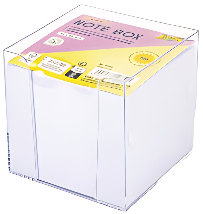 folia Bloc cube avec boîtier, 90 x 90 mm, transparent/blanc