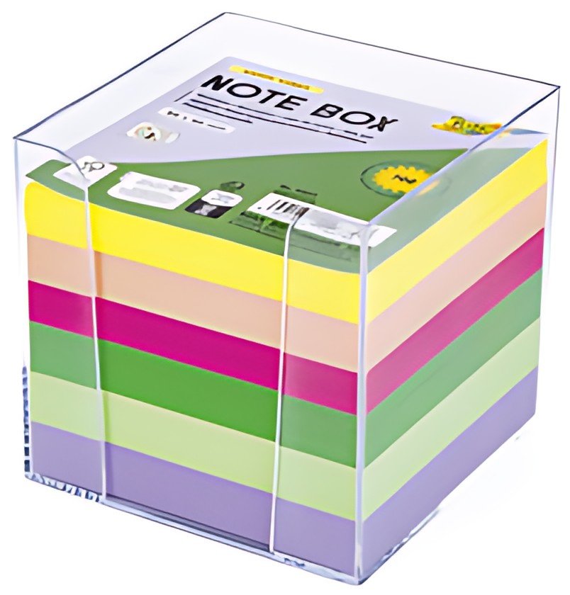 folia Bloc cube avec boîtier, 90 x 90 mm,transparent/couleur